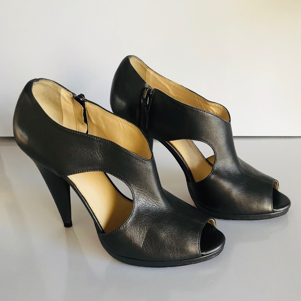 COPY - Prada Gunmetal leather open toe shoe